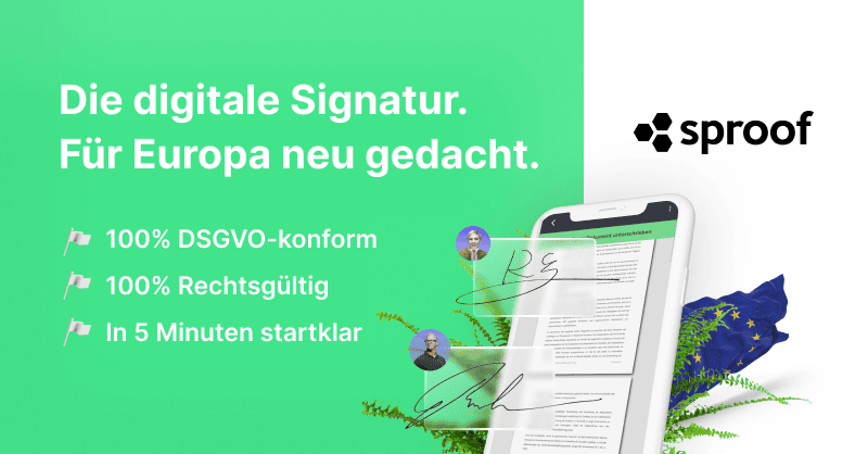 Preview image of website "Digitale Signatur Software · sproof sign"